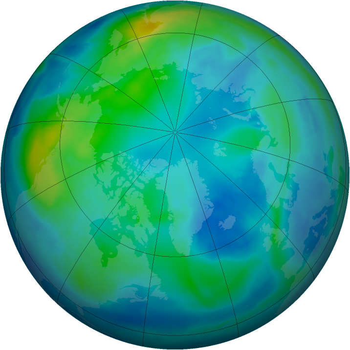 Arctic ozone map for 20 October 2012